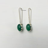 Green Onyx Long Hook Sterling Silver Earring