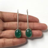 Green Onyx Long Hook Sterling Silver Earring