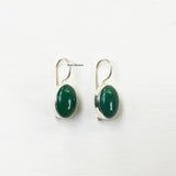 Green Onyx Fixed Hook Sterling Silver Earring