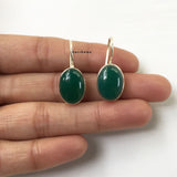 Green Onyx Fixed Hook Sterling Silver Earring