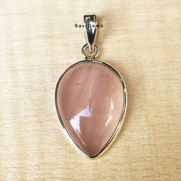 Rose Quartz Sterling Silver Pendant