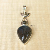 Labradorite Half Moon Sterling Silver Pendant