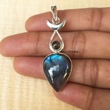 Labradorite Half Moon Sterling Silver Pendant