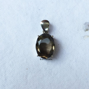 Facetted Smoky Quartz Oval Sterling Silver Pendant