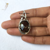 Facetted Smoky Quartz 925 Sterling Silver Pendant