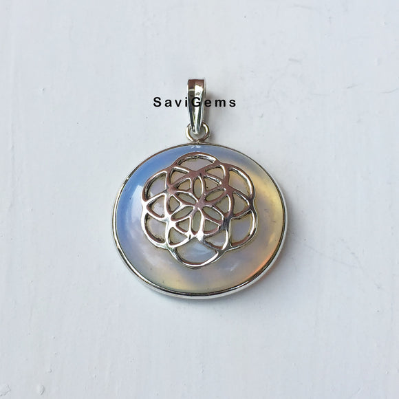 Opalite Seed of Life Sterling Silver Pendant