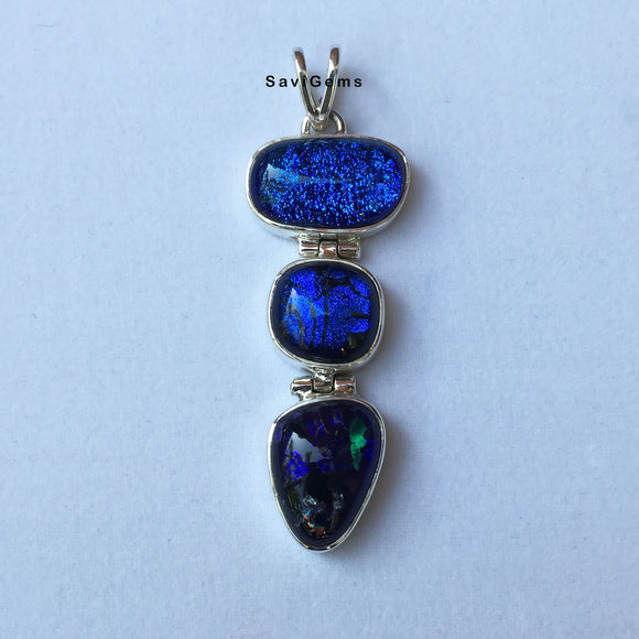 Dichroic Glass Sterling Silver Pendant