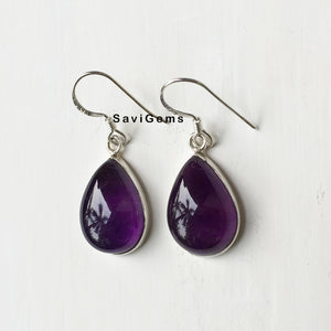 Amethyst Teardrop 925 Sterling Silver Earring