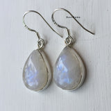 Rainbow Moonstone Teardrop Sterling Silver Earring