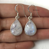 Rainbow Moonstone Teardrop Sterling Silver Earring