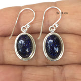 Blue Sunstone Oval 925 Sterling Silver Earring