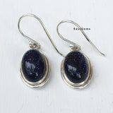 Blue Sunstone Oval 925 Sterling Silver Earring