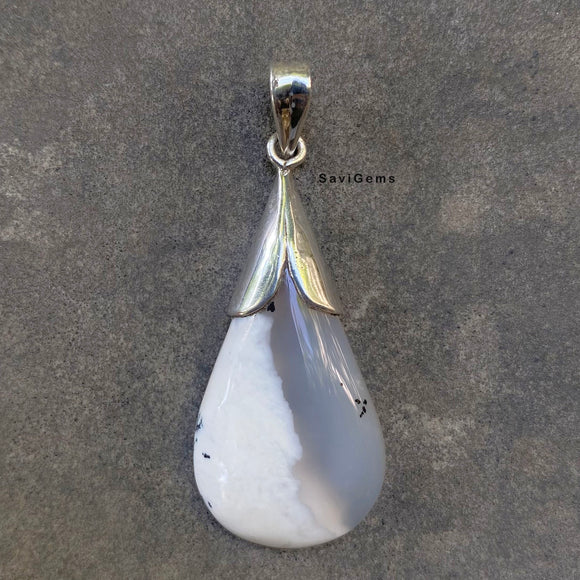 Merlinite Agate Sterling Silver Pendant