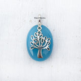 Blue Chalcedony Tree of Life Sterling Silver Pendant
