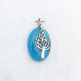 Blue Chalcedony Tree of Life Sterling Silver Pendant