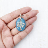 Blue Chalcedony Tree of Life Sterling Silver Pendant