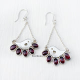 Natural Garnet Bird 925 Sterling Silver Earring
