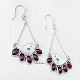 Natural Garnet Bird 925 Sterling Silver Earring