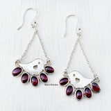 Natural Garnet Bird 925 Sterling Silver Earring