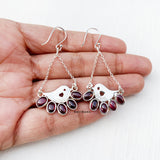 Natural Garnet Bird 925 Sterling Silver Earring