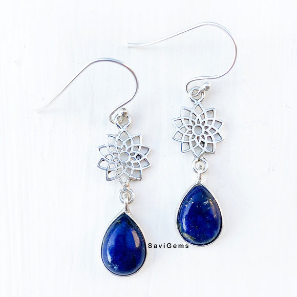 Lapis Lazuli Teardrop 925 Sterling Silver Earring
