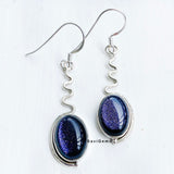 Blue Sunstone Oval 925 Sterling Silver Earring