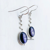 Blue Sunstone Oval 925 Sterling Silver Earring