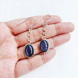 Blue Sunstone Oval 925 Sterling Silver Earring