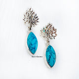 Turquoise Tree Of Life 925 Sterling Silver Earring