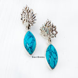 Turquoise Tree Of Life 925 Sterling Silver Earring