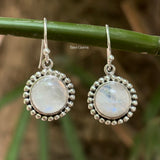 Rainbow Moonstone Round Sterling Silver Earring