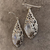 Facetted Rainbow Moonstone 925 Sterling Silver Earring