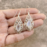 Facetted Rainbow Moonstone 925 Sterling Silver Earring