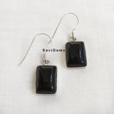 Black Onyx Rectangular 925 Sterling Silver Earring