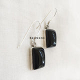 Black Onyx Rectangular 925 Sterling Silver Earring