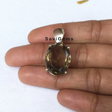 Facetted Smoky Quartz Oval Sterling Silver Pendant