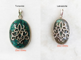 Natural Turquoise & Labradorite Sterling Silver Pendant