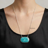 Original Natural Tibetan Turquoise 925 Silver Necklace.