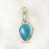 Facetted Blue Chalcedony & Mother of Pearl Sterling Silver Pendant