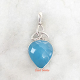Blue Chalcedony Triquetra 925 Silver Pendant & Mother of Pearl Triquetra Silver Pendant