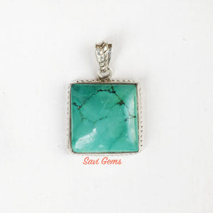 Natural Turquoise Sterling Silver Pendant