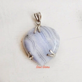 Blue Lace Agate Sterling Silver Pendant