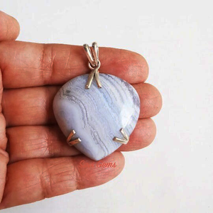 Blue Lace Agate Sterling Silver Pendant