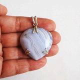 Blue Lace Agate Sterling Silver Pendant