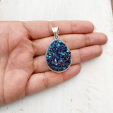 Titanium Druzy Sterling Silver Pendant