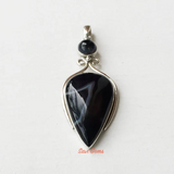 Black Banded Onyx Sterling Silver Pendant