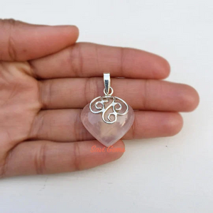 Rose Quartz Swirl Sterling Silver Pendant