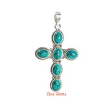 Turquoise Cross Sterling Silver Pendant