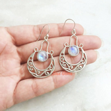 Rainbow Moonstone 925 Sterling Silver Earring