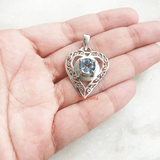 Facetted Blue Topaz Heart Sterling Silver Pendant
